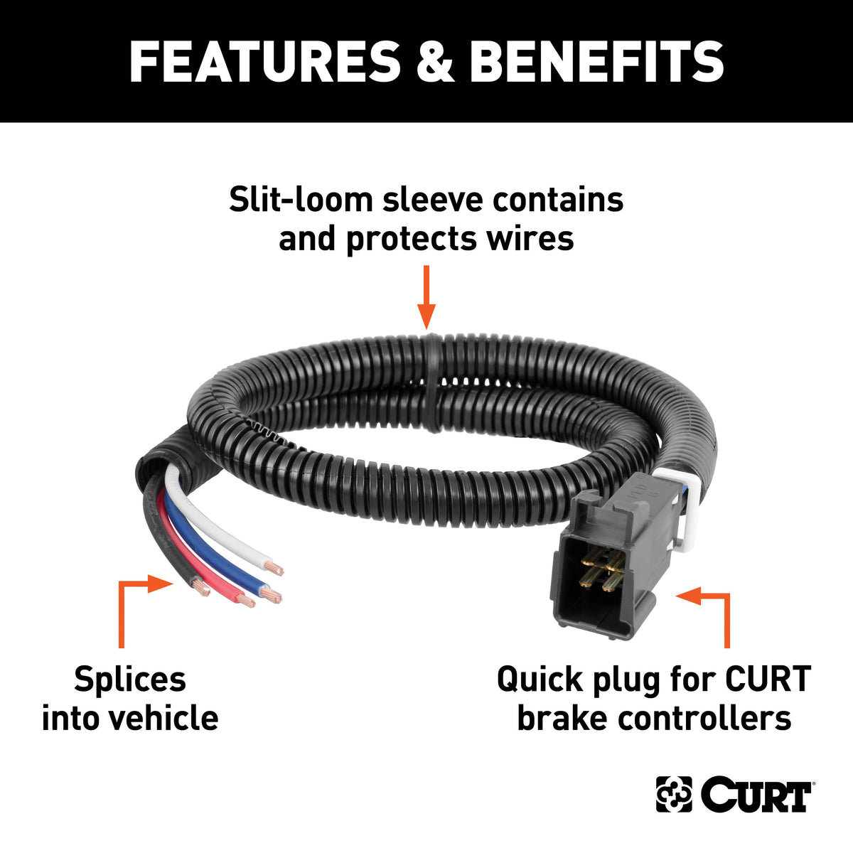 CURT 51460 Quick Plug Trailer Brake Controller Harness - Fits Jeep Cherokee KL
