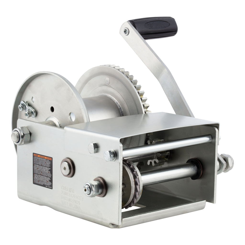Hand-Crank Brake Winch  2 500 Lbs  15.8:1 Gear Ratio  10.6" Handle