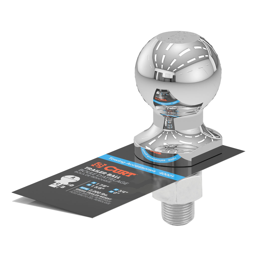 1-7/8" Trailer Ball (3/4" X 1-5/8" Shank 2000 Lbs. Chrome)