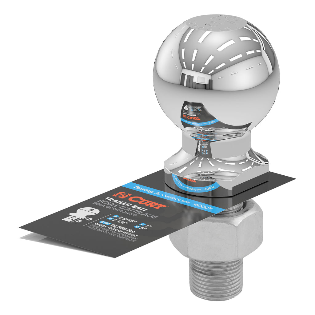 2-5/16" Trailer Ball (1" X 2-1/4" Shank 10000 Lbs. Chrome)