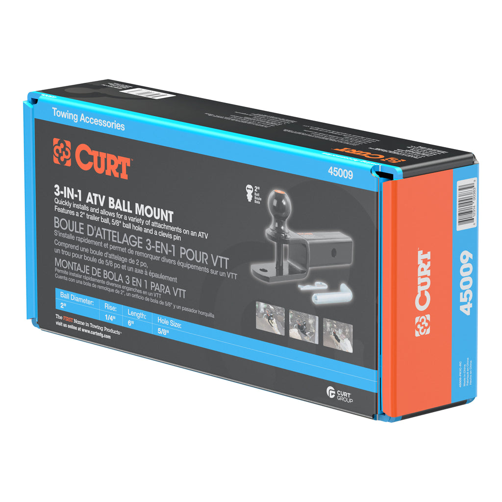 3-in-1 ATV Ball Mount With 2" Shank And 2" Trailer Ball