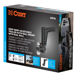 Deep-Drop Adjustable Trailer Hitch Ball Mount With Dual Ball 2