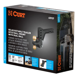 HD Adjustable Trailer Hitch Ball Mount With Dual Ball 2-1/2