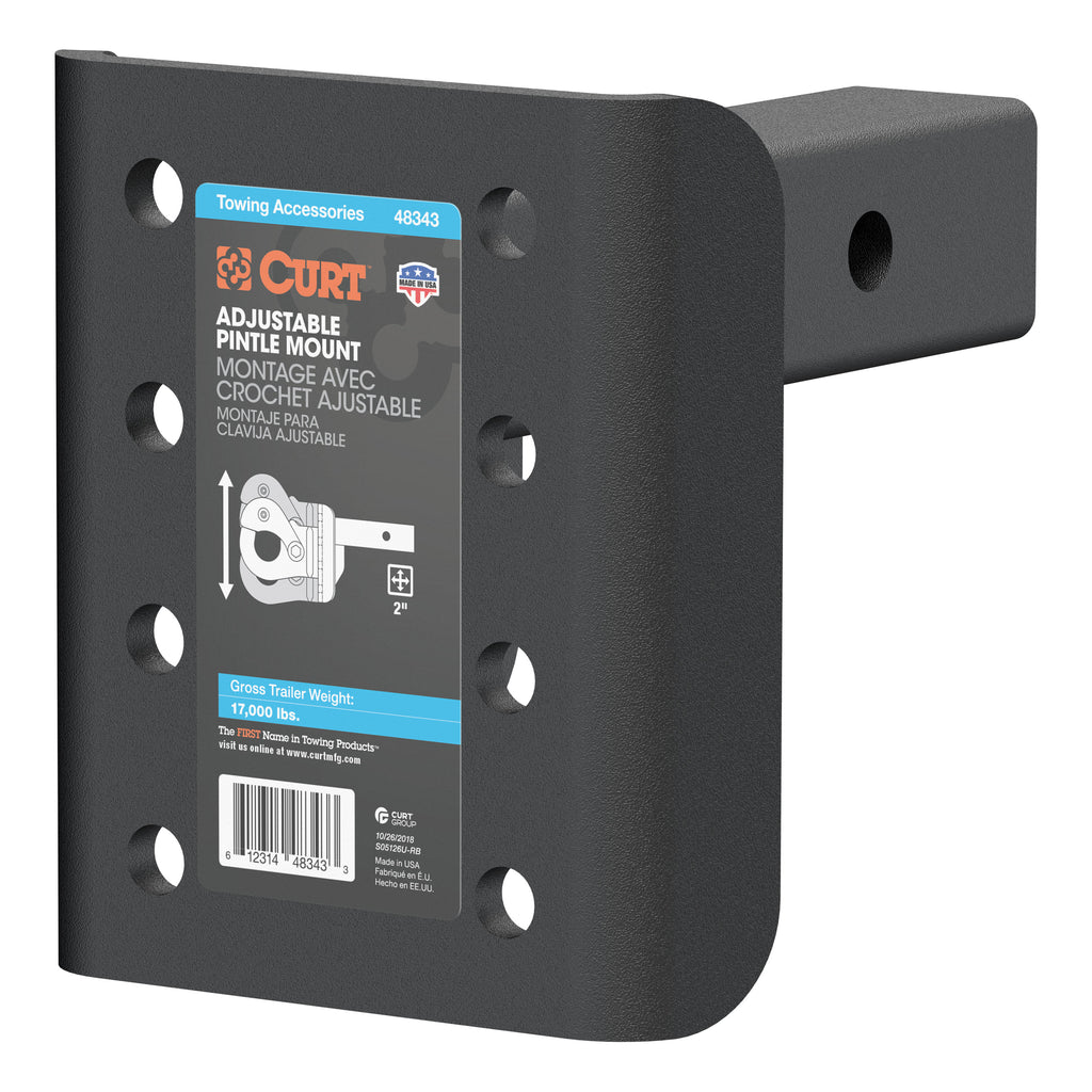 Adjustable Pintle Mount (2" Shank 17000 Lbs. 7-1/4" High 6" Long)