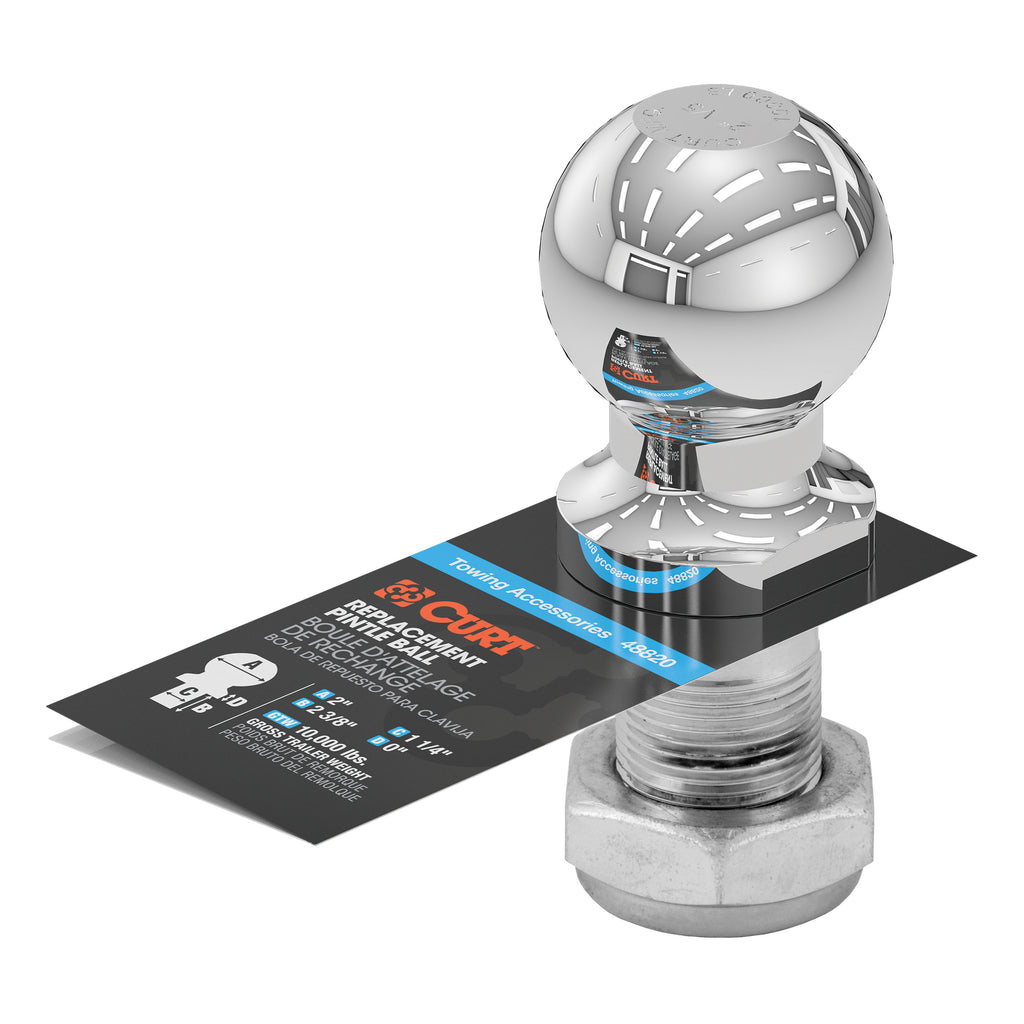 Replacement 2" Pintle Ball (10000 Lbs. 1-1/4" Shank)