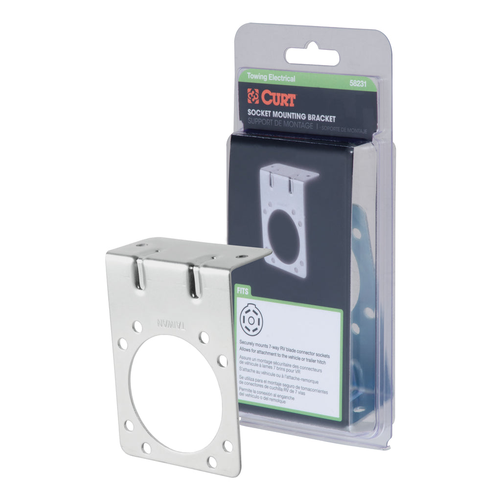 Connector Mounting Bracket For 7-Way RV Blade (Zinc Packaged)