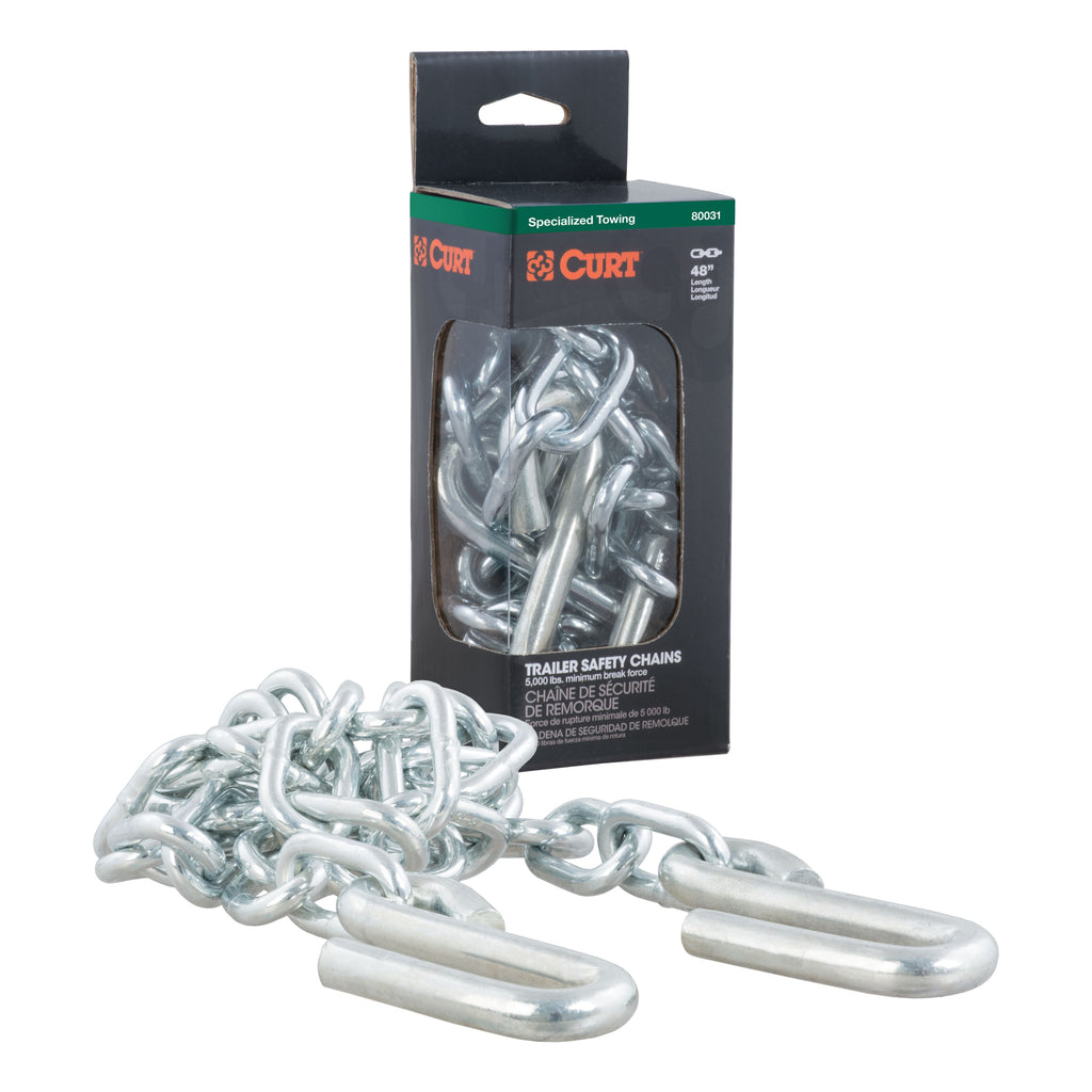 48" Safety Chain With 2 S-Hooks (5000 Lbs Clear Zinc Packaged)