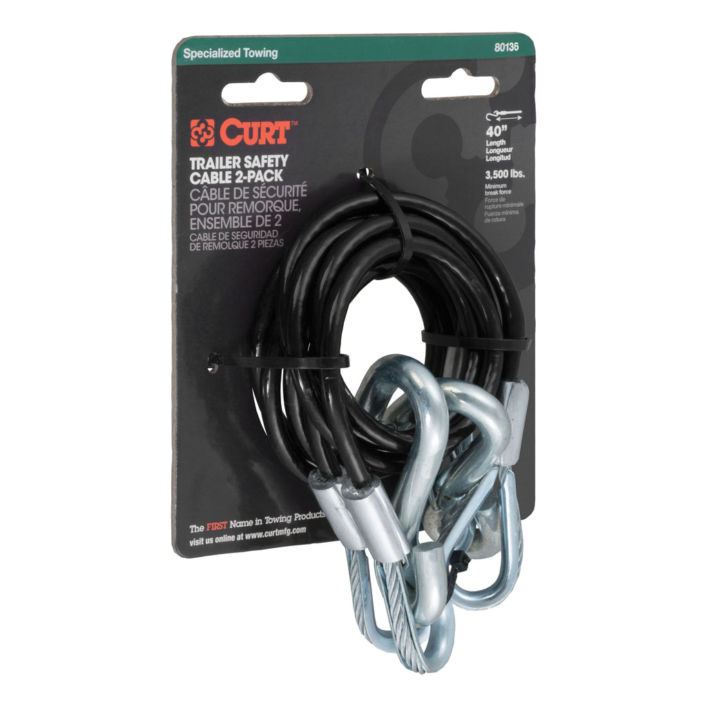 43-7/8" Safety Cables With 2 Snap Hooks (3500 Lbs Vinyl-Coated 2-Pack)
