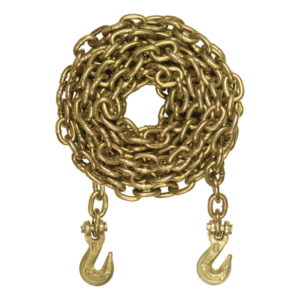 25' Transport Binder Safety Chain With 2 Clevis Hooks (18800 Lbs Yellow Zinc)
