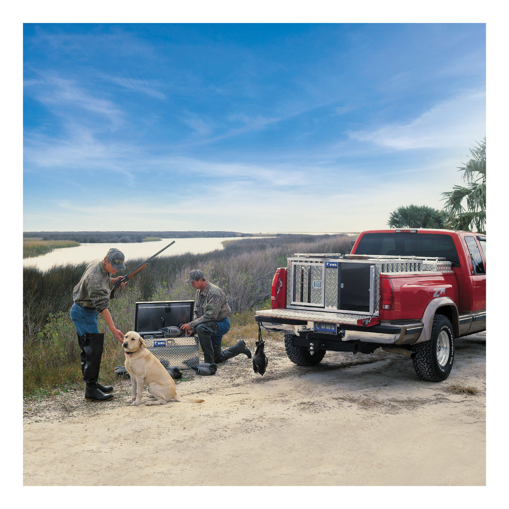 Bright Aluminum 48" X 48" Double-Door Dog Box With Full Enclosure & Storage