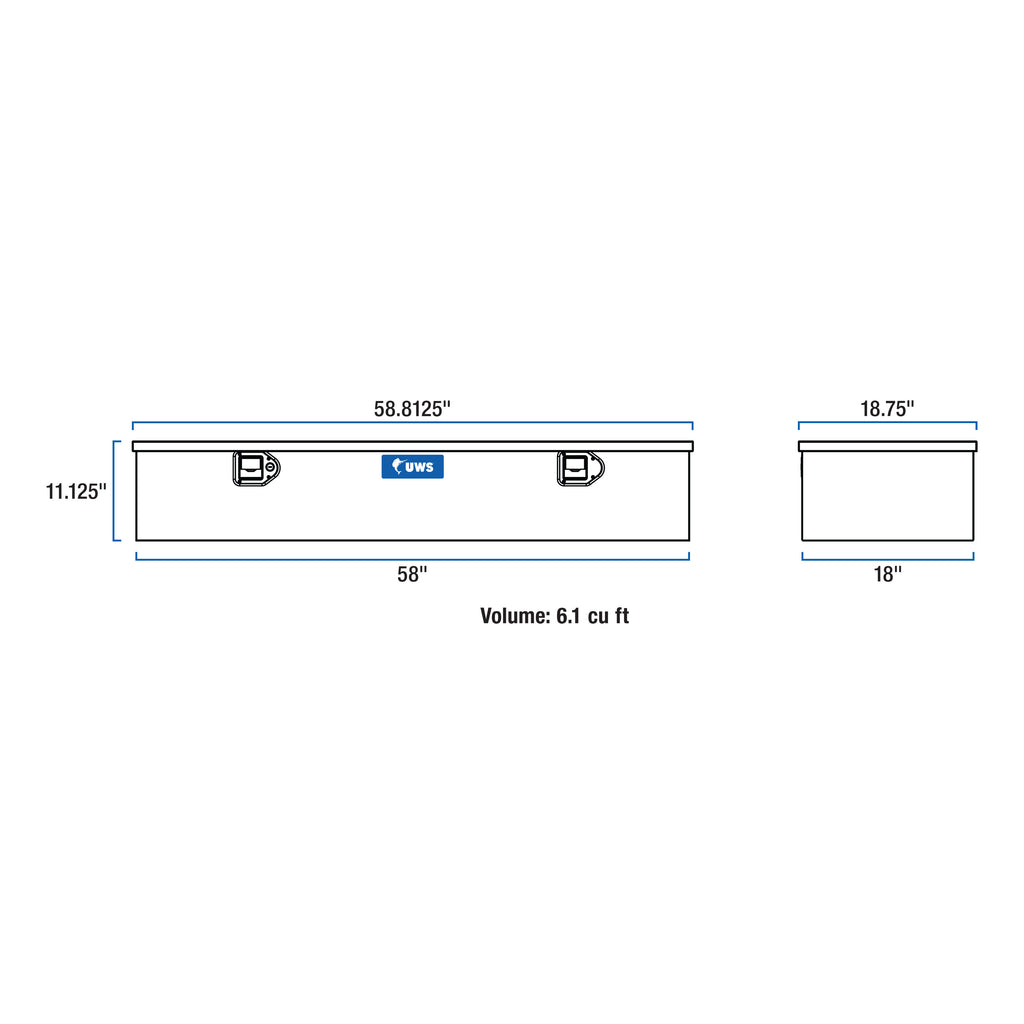 Matte Black Aluminum 58" 5th Wheel Truck Tool Box (LTL Shipping Only)