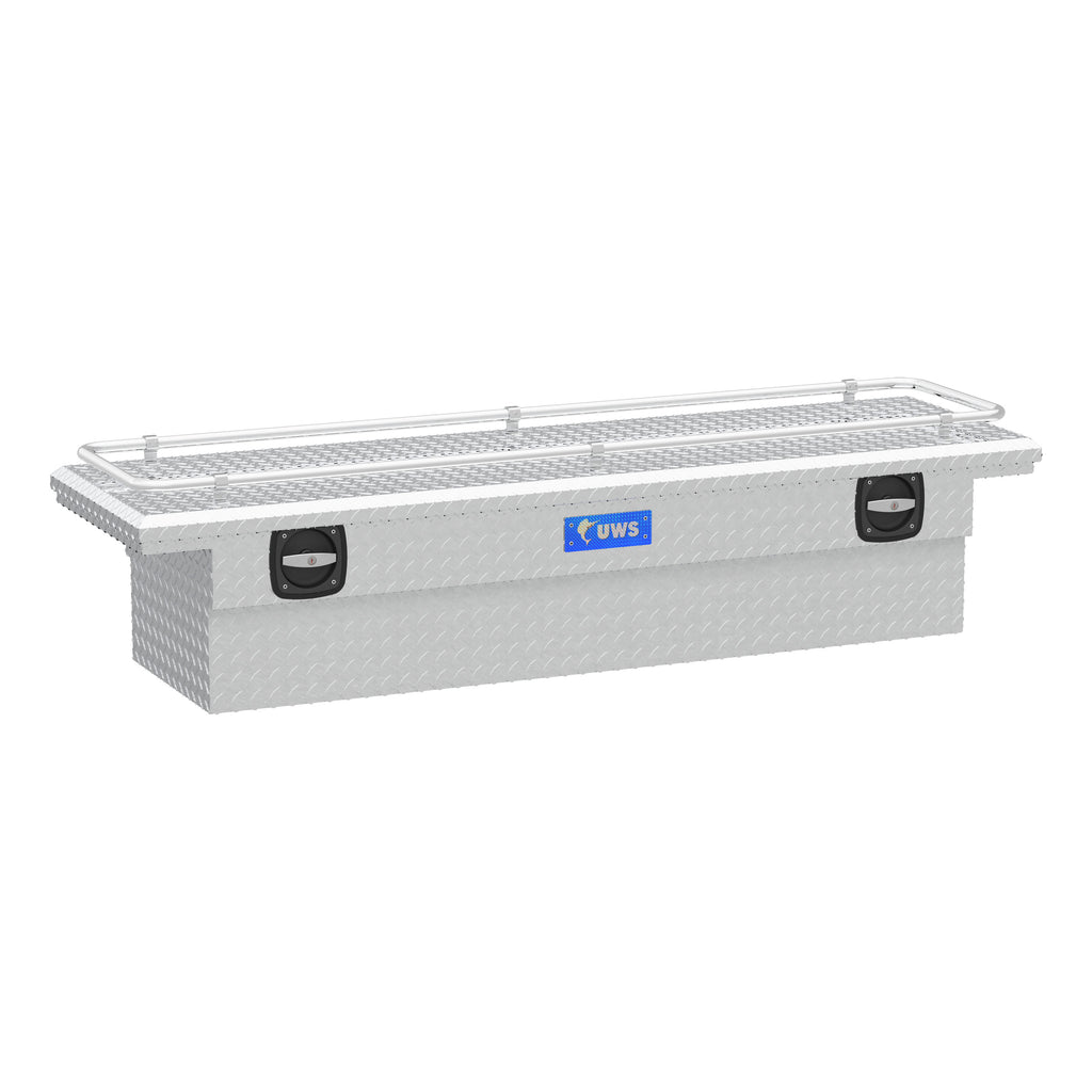 Bright Aluminum 69" Secure Lock Crossover Truck Tool Box With Low Profile & Rail