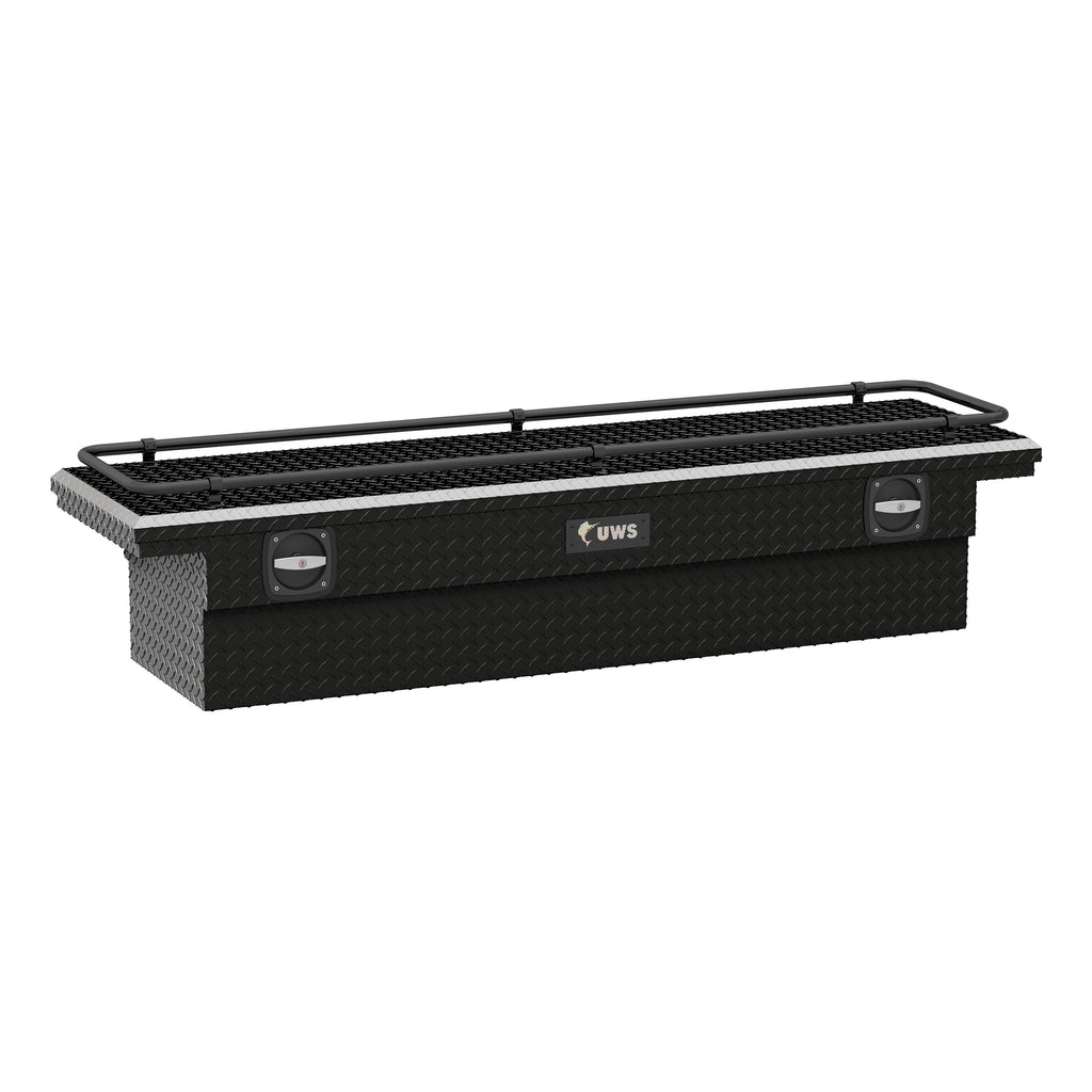 Gloss Black Aluminum 72" Secure Lock Crossover Truck Tool Box Low Profile Rail