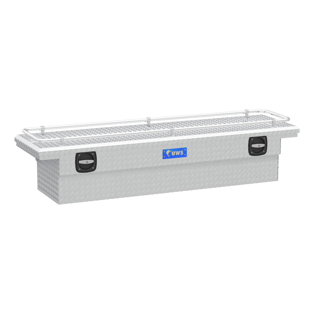 Bright Aluminum 72" Secure Lock Crossover Truck Tool Box With Low Profile & Rail