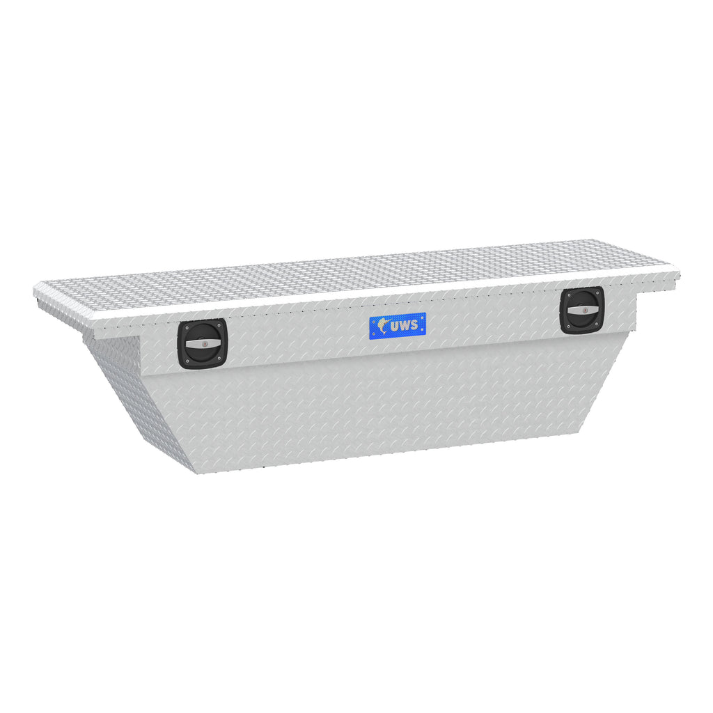 Bright Aluminum 69" Deep Angled Secure Lock Truck Tool Box With Low Profile