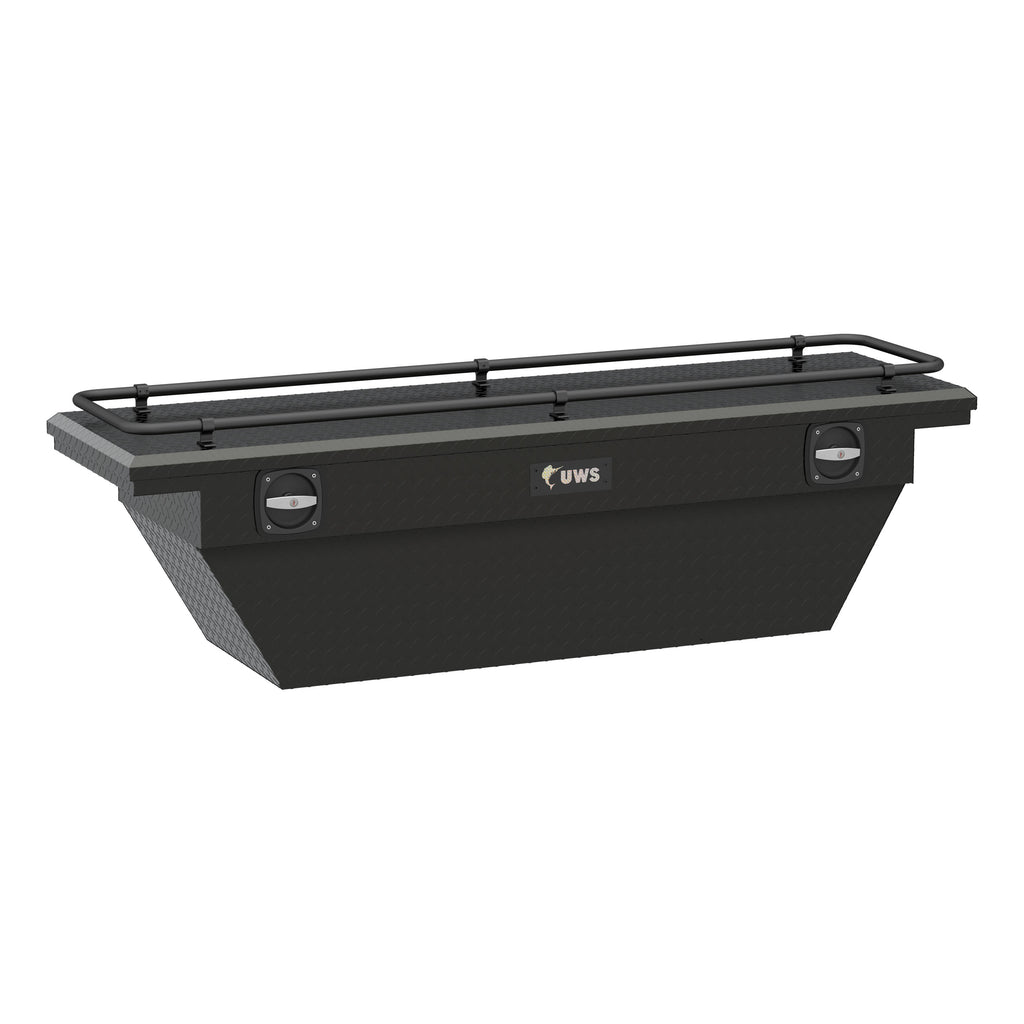 Matte Black Aluminum 69" Deep Angled Secure Lock Tool Box Low Profile Rail