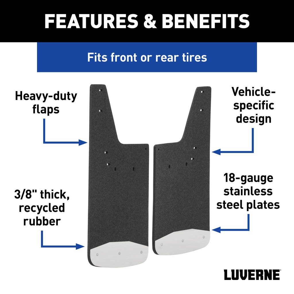 Front or Rear 12" X 23" Textured Rubber Mud Guards #250233