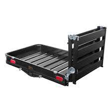 50" X 30" BLACK ALUMINUM HITCH CARGO CARRIER WITH RAMP (FOLDING 2" SHANK) #18112